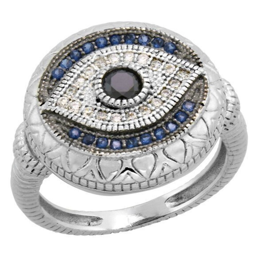 Sterling Silver Evil Eye Ring 6 7 8